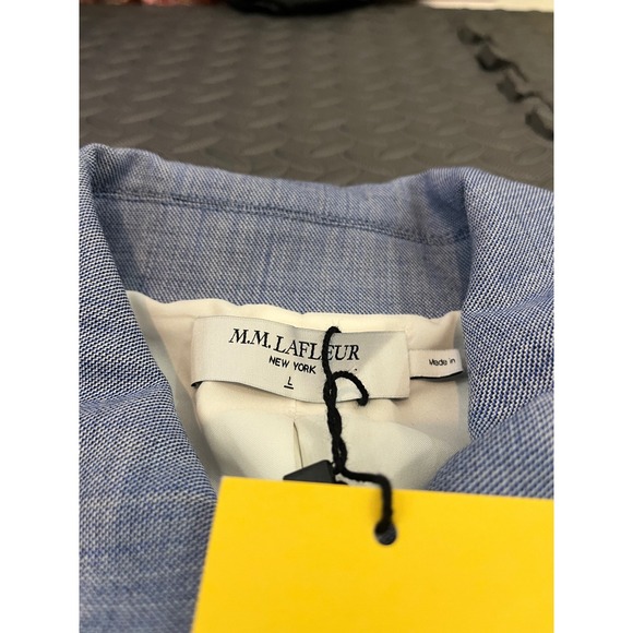 NWT MM LaFleur Nicky 1.0 Jacket Women L Indigo White Sharkskin Cropped Blazer - Picture 4 of 13